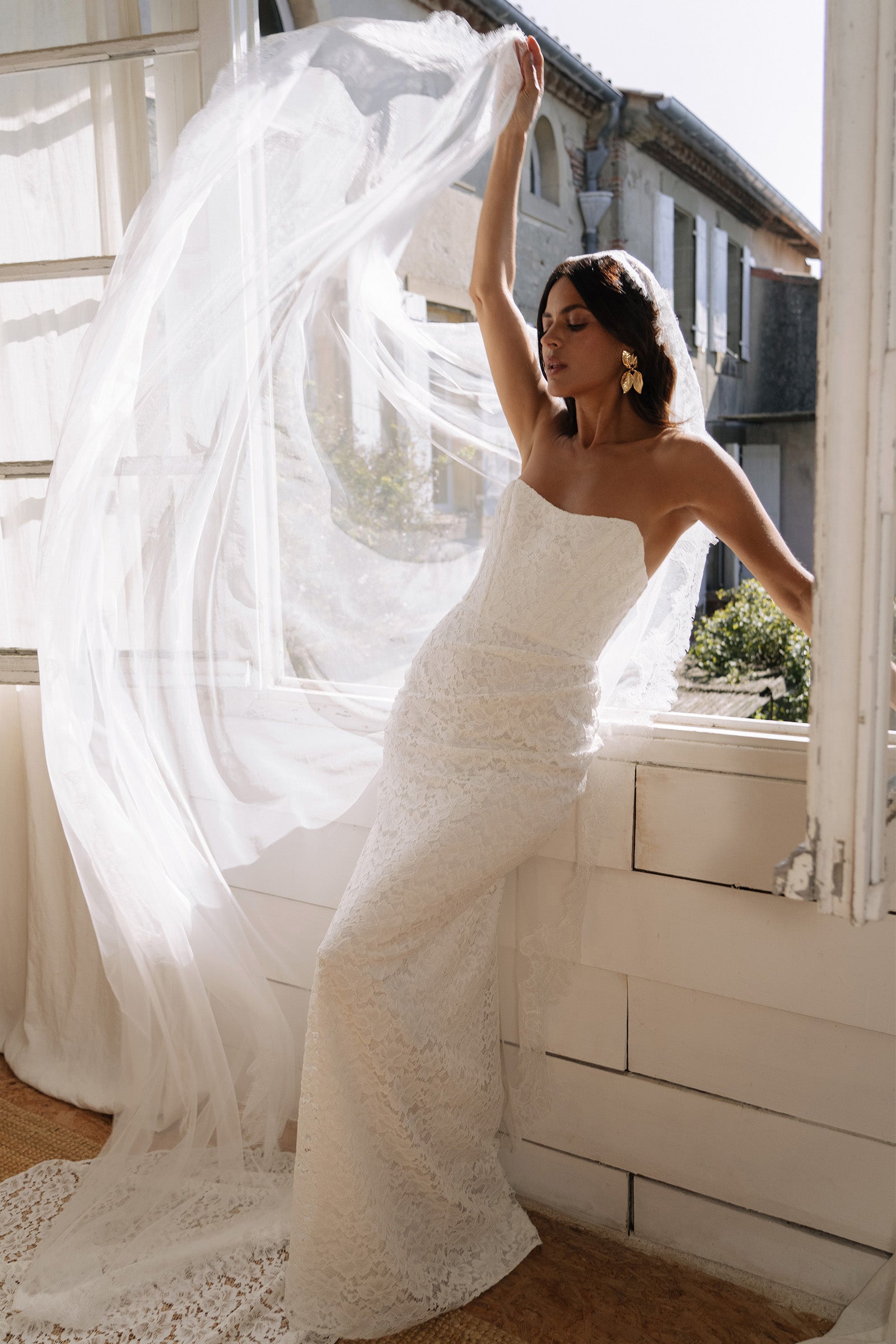 Strapless Lace Wedding Dress_XS_
