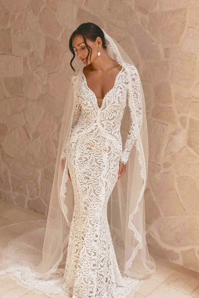 Grace Loves Lace Cedar Ivory Wedding Dress Women's Medium New Defect