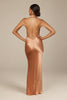 Rose gold plunge neck bridesmaids dress_XS_