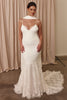Woman wearing a white lace wedding dress with a white shawl