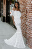 white off the shoulder lace wedding dress