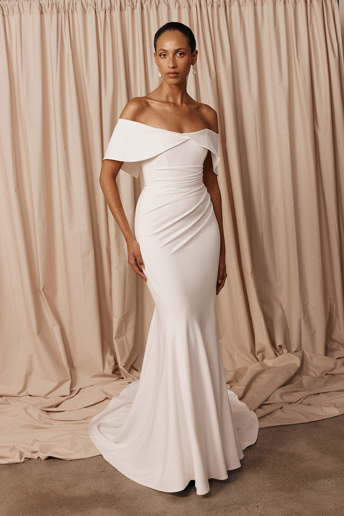 Off-the-shoulder crepe wedding dress_XS_