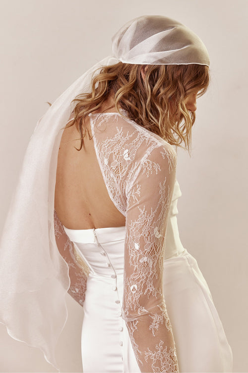Sheer Ivory Bridal Headscarf
