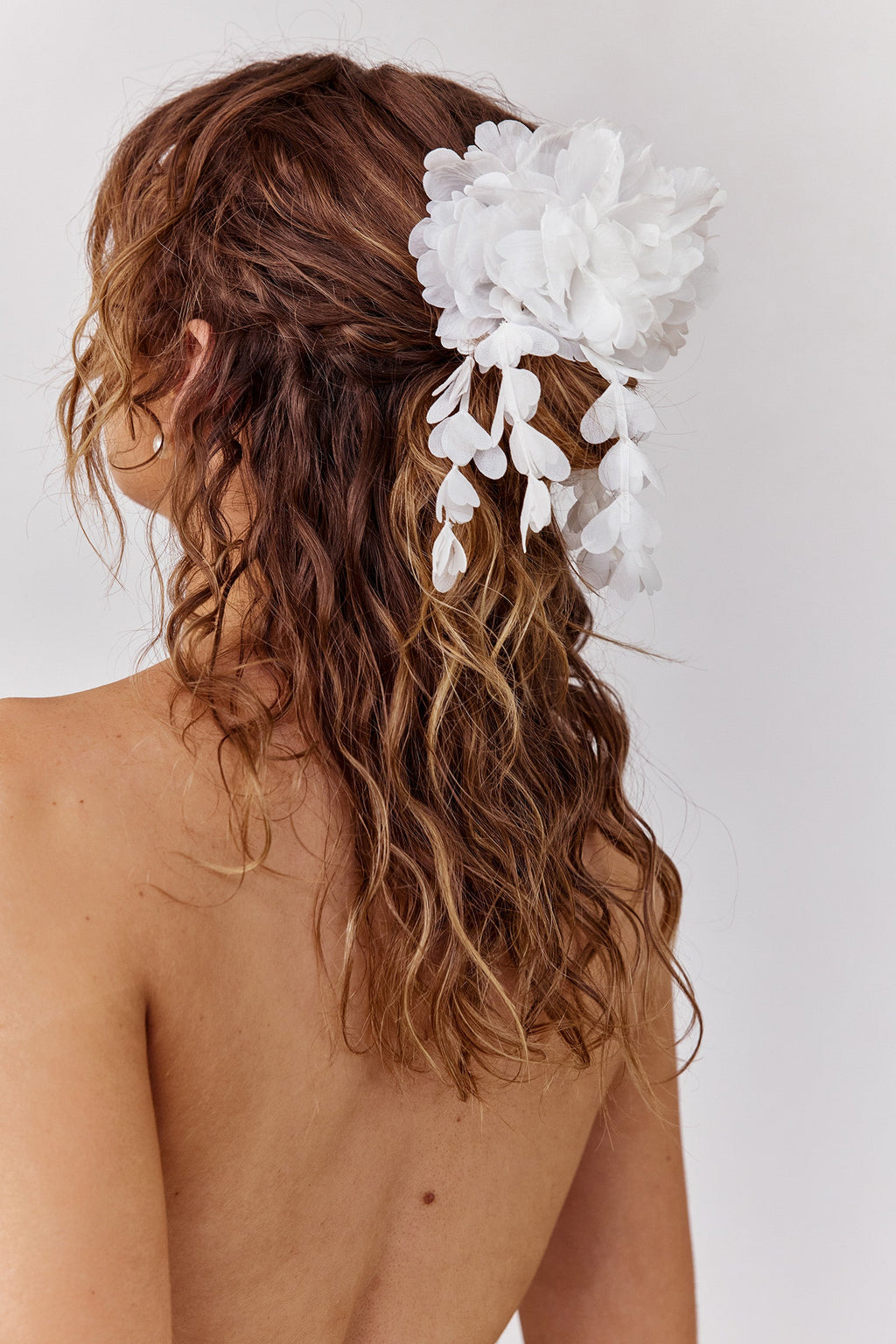 Floral Bridal Headpiece in curly hair