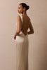 High neck champagne bridesmaids dress