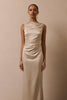 High neck champagne bridesmaids dress