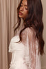 Satin wedding dress and lace cape