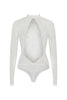 White lace bodysuit on a white background