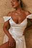 A-line Satin Wedding Dress with split_L_