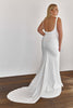 Back of model wearing the Grace gown in Ivory crepe