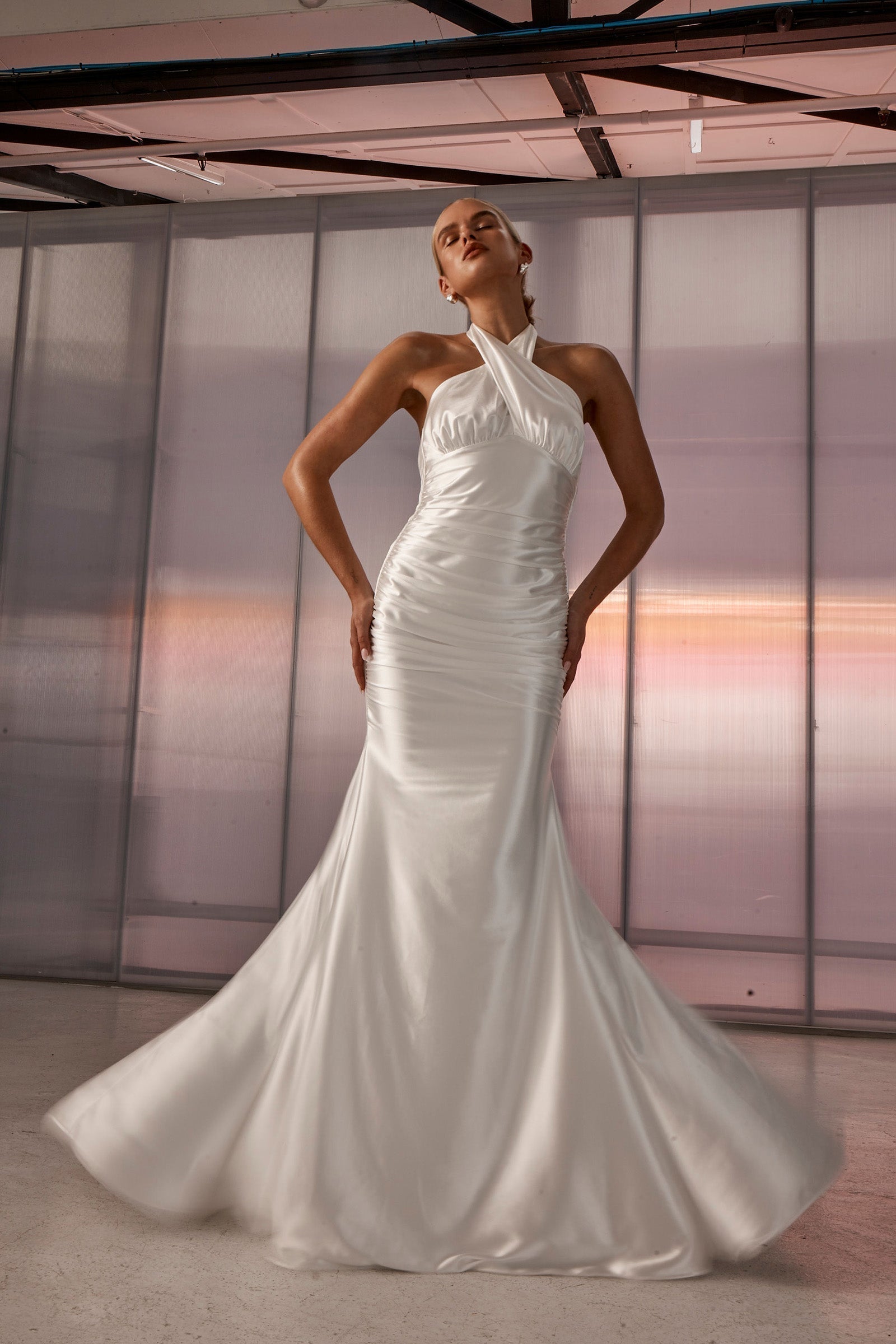 Mavi High Neck Wedding Dress_XS_
