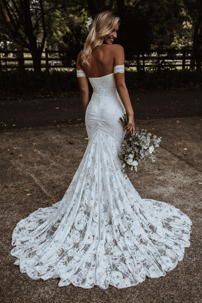 Palm, Lace Wedding Dress