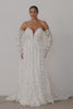 Video of a strapless lace wedding dress