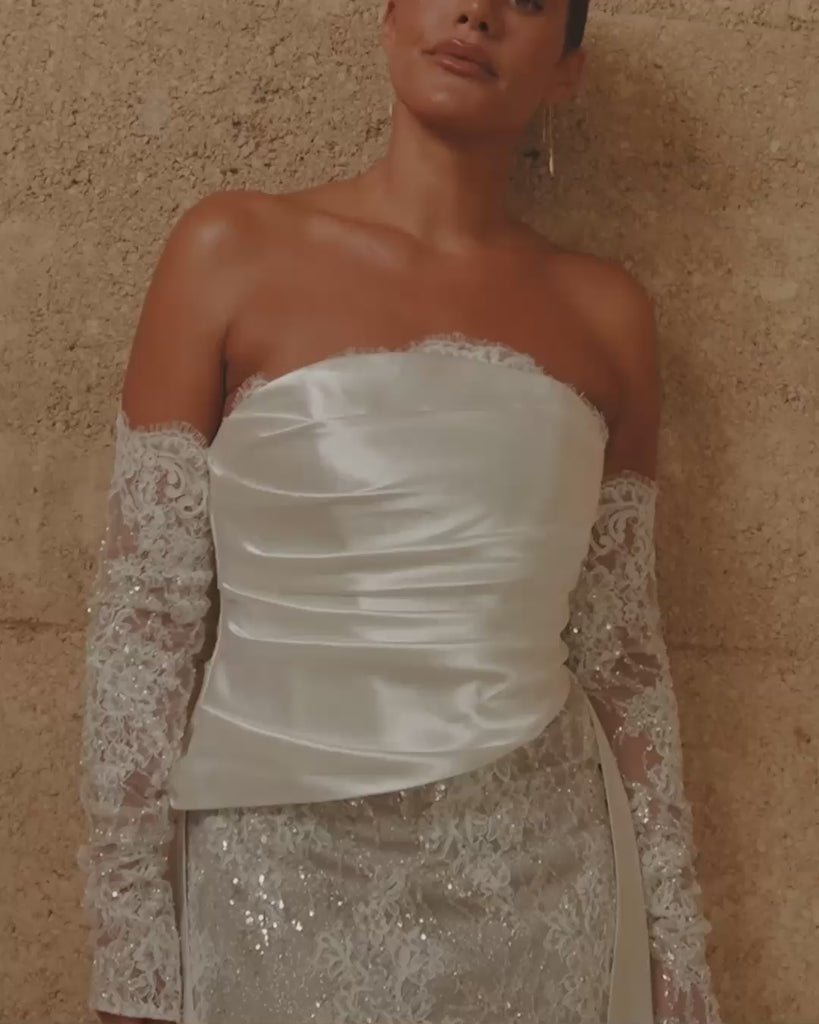 Bridal separate bodice with a sparkly wedding dress