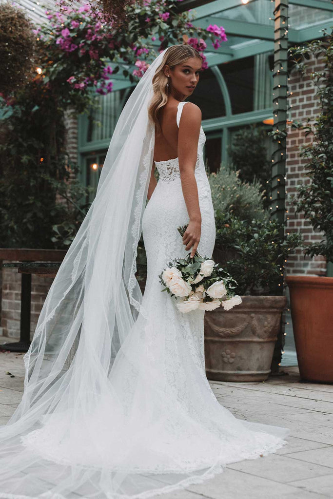 Harmony wearing the Lumi Gown at the Grounds of Alexandria, Sydney